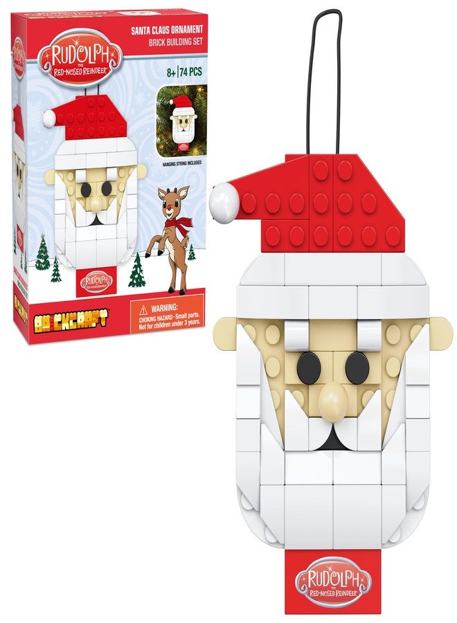 Brickcraft Rudolph the Red-Nosed Reindeer Santa Claus Ornament Brick Building Set, 74 Pieces DIY Holiday Christmas Block Kit with Hanging String | Festive Winter Display Gift for Kids & Adults Ages 8+ - Image 1